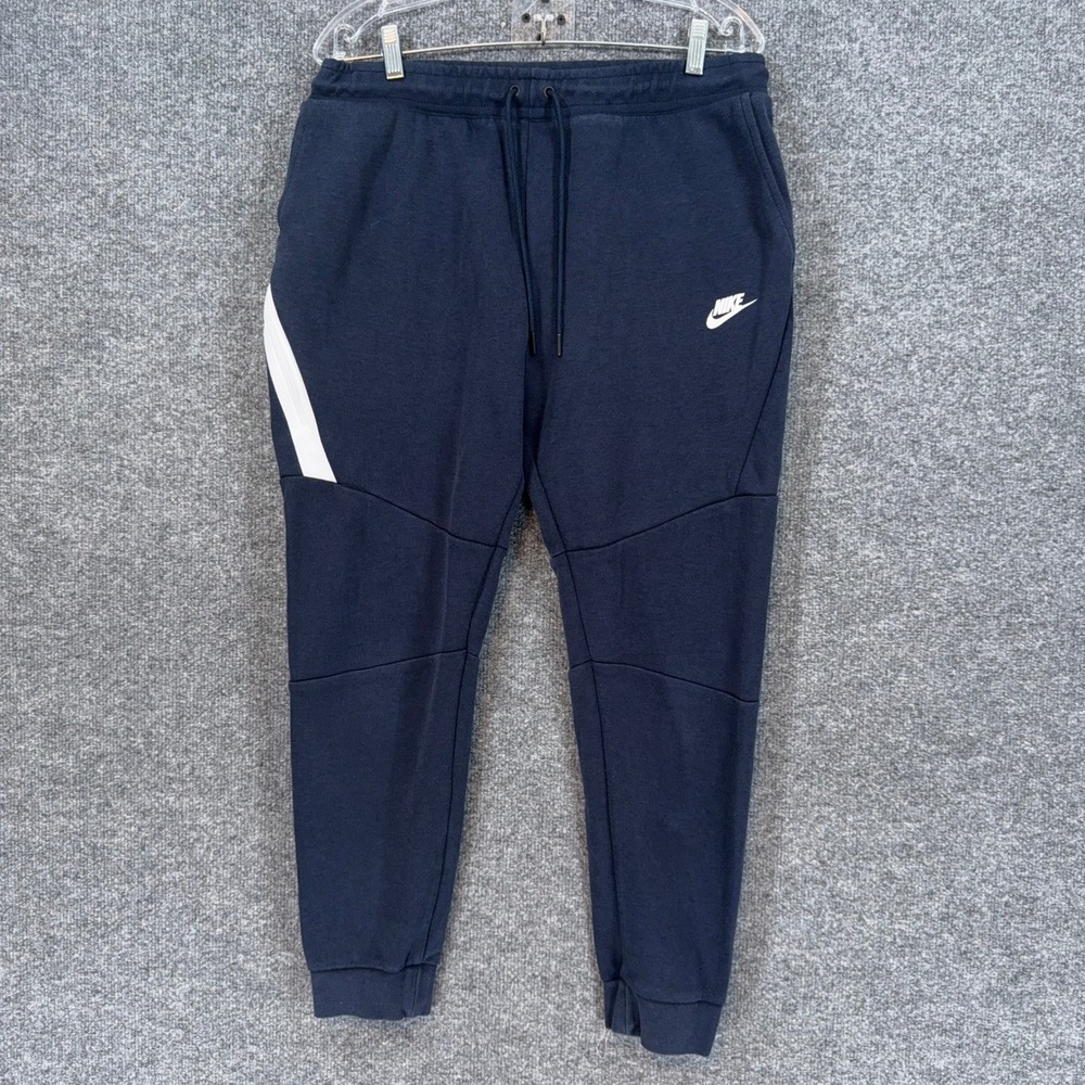 Nike Tech Fleece Joggers Men Large Navy Blue Tapered Athletic Sweatpants Swoosh